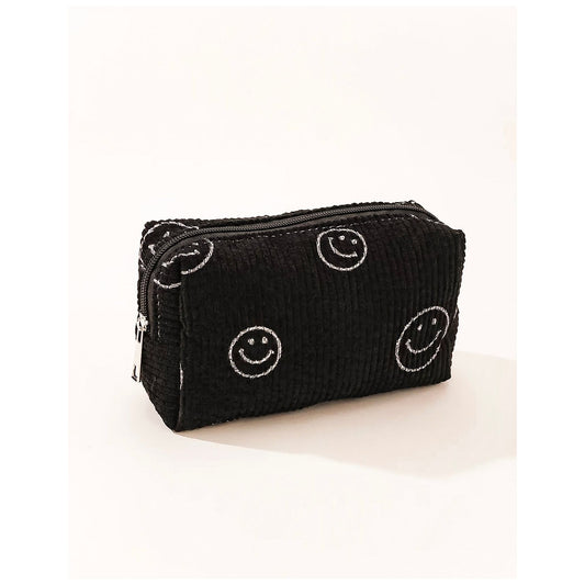 Smiley Corduroy Makeup Bag