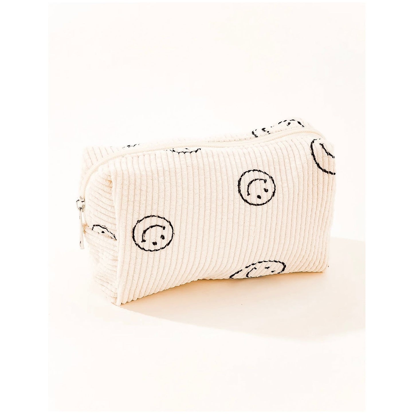 Smiley Corduroy Makeup Bag