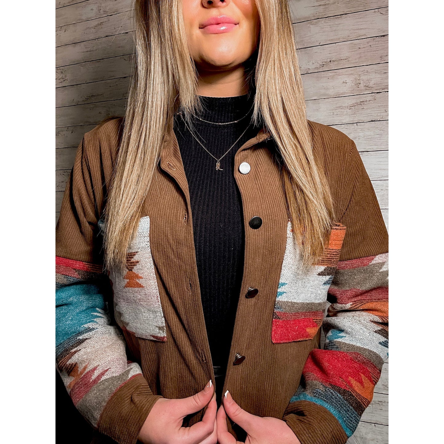 Keep It Western Aztec Corduroy Shacket