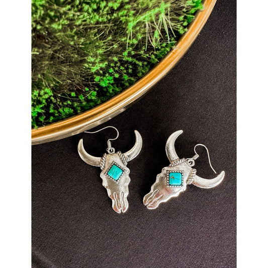 Turquoise Skull Earrings